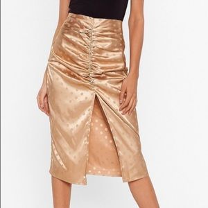 New Nasty Gal dot satin midi skirt.
